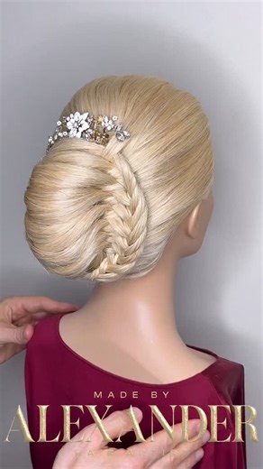 How to .., BRIDAL FRENCH ROLL UPDO FESTIVE CLASSIC ROLL UPDO with only 1 ponytail „in few minutes 🤗 Updo Romantic 🥰 . “Feel like a queen with this elegant and royal braided hairstyle.” Updo quick & easy Bridal Updo Romantic & Elegant Easy & Simple Romantic Simple & Easy Hair Tutorial Romantic 🥰 ✨WATCH ✨LEARN ✨SAFE #fashionstyle #hairstyling #longhairstyles #wedding #braidstyles #weddinginspiration #bridalstyle | MadeByAlexander
