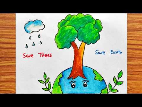 Save Tree Save life poster idea | Save Tree Save Earth students project idea | Save water save life