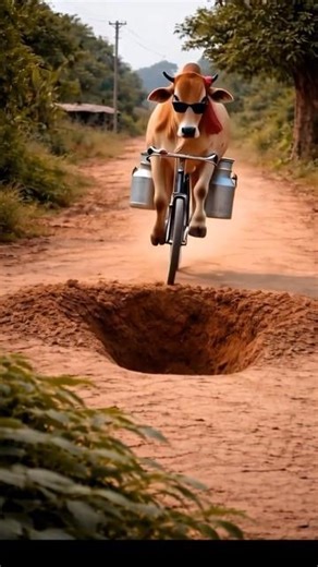 Funny Cow Falls Into Trap | Cat and Mouse Prank Gone Wrong 😂 #ai #funny #cow