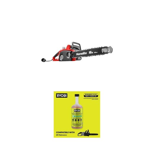 16 in. 12 Amp Electric Chainsaw and 24 oz. Biodegradable Bar and Chain Oil Combo - The Home Depot