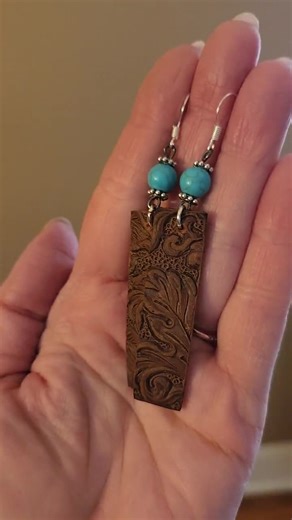 Tooled Leather Earrings, Brown, Drop, Country, Rustic, Handcrafted - Etsy