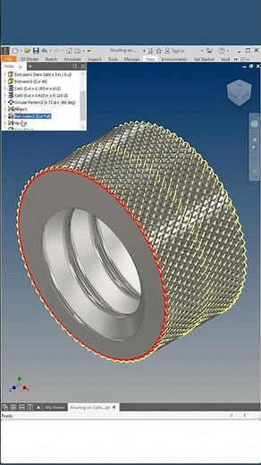 Creating #realistic knurling on Cylindrical Surface | #inventor #inventorshorts | #youtubeshorts
