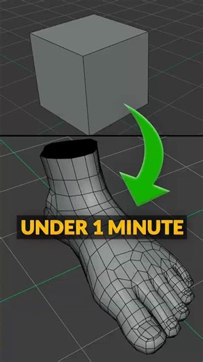 I Built a 3D Human Foot from a Single Square, #3dmodeling (Step-by-Step)