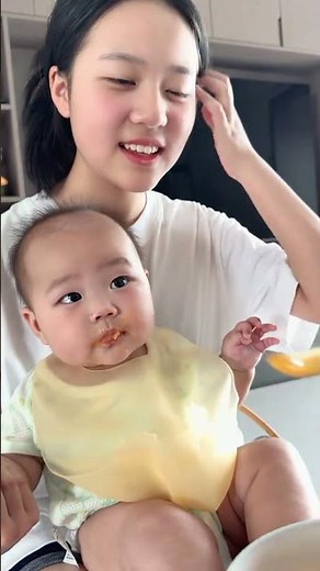 Little Baby Enjoys Complementary Food 🥣 #complementaryfeeding #babyfood #mealtime