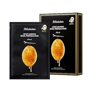 JMsolution Honey Luminous Royal Propolis Mask Plus (10 Sheets, 30ml Each) | Propolis, Honey & Royal Jelly | Deep Nourishing & Glow Korean Sheet Mask | Hydrating K-Beauty Skincare
