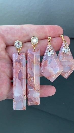 A special custom order for a bride and her bridal party 💖💍 #clayprocess #processvideo #polymerclaymarble #marbletranslucent #bridaljewelry