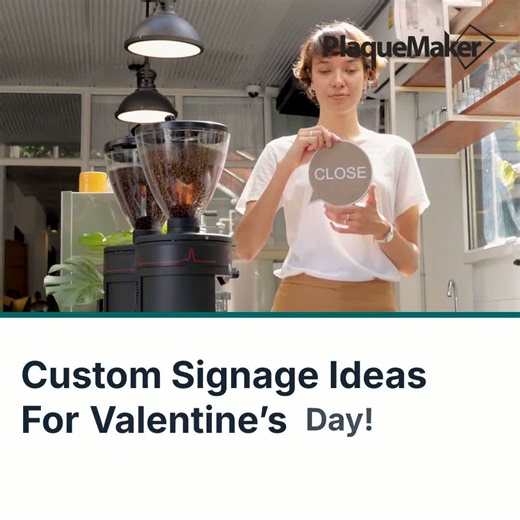 PlaqueMaker on Instagram: "Get your business ready for Valentine’s Day with our custom signage for successful promotions! Consider our custom stainless steel signs to advertise upcoming sales with your own text and artwork. Enjoy laser fused or full color details to find the perfect tone for your business, then display your signs indoors or outdoors! We also have custom aluminum labels to organize your discounted products for the holiday, such as flowers and candy. Or, design your own aluminum t