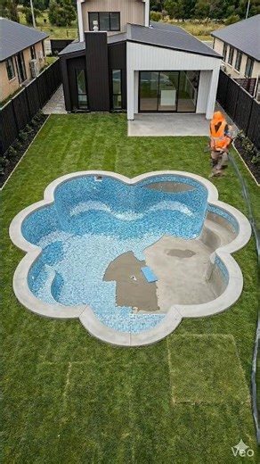 Building a Stunning Flower-Shaped Swimming Pool in Backyard