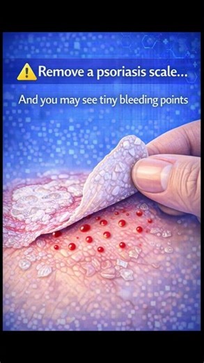 ⚠️ Remove a psoriasis scale..And you may see tiny bleeding points ‼️‼️..