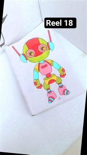 Reel 18 Robot Drawing Coloring 🎨 | Easy & Cute Robot Art