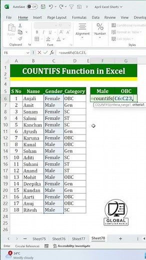 How to Use COUNTIFS Function Like a Pro in Excel! 🔢 #excel #exceltutorial #exceltips #ytviralshorts
