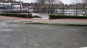 This is the place within the Whitesands when the river rises this is where the water pours through into the car park and road. 95% of so named floods are recorded when it reaches the car park it is named as a flood these small water ingressions. Could have been stopped years ago something another business man and myself with just a few sand bags we stopped the water tracing the car park. That is where the 200 floods are banded about as many at just car park water ingressions. Yet for years nothi