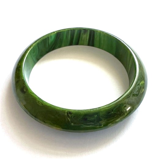 Vintage Bakelite Bangle/Bracelet Spinach Green Marbled Simichrome Tested Positive
