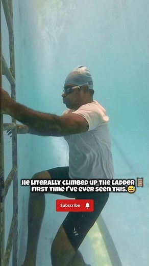Deep Water Swimming "He literally climbed up the ladder" 😅🏊🏻 #swimming #deepwater #tips