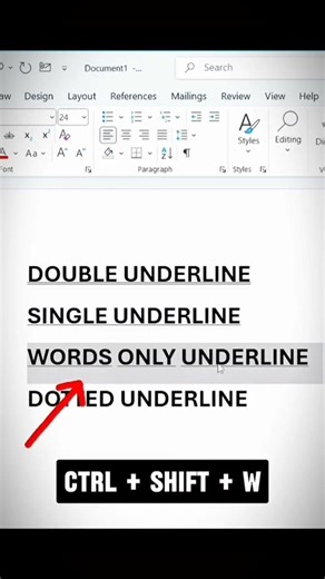Underline text in Microsoft Word in 4 different ways 😱 #msword #office #document