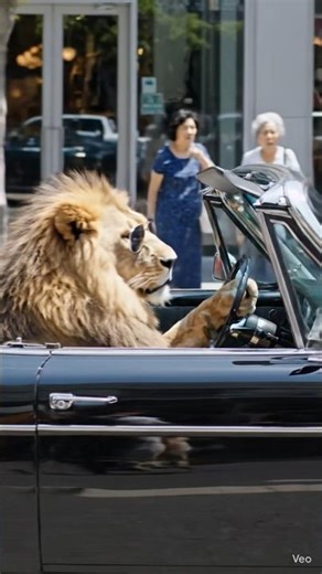 ​A Lion Driving a Convertible in Style! 🦁🕶️🏎️ #NovaStream #shorts #reels #wildlife #animals #cute