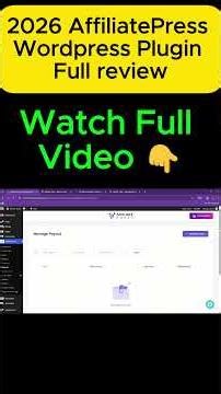 AffiliatePress Review 2026 – The BEST WordPress Affiliate Plugin for Wordpress ? #elementortutorial