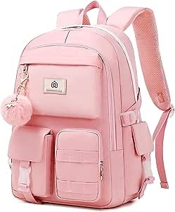 Backpack for Girls Laptop Backpacks 15.6 Inch College Cute Bookbag Anti Theft Primary Elementary School Bag Casual Daypack for Students Teens Girl Women (Pink)