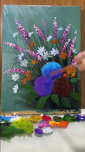How to Paint a Colorful Floral Bush | Acrylic Tutorial for Beginners /Hao art