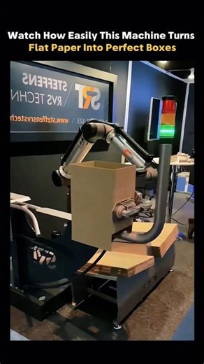 Machine turns flat paper into perfect boxes!