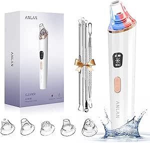 Blackhead Remover Pore Vacuum, ANLAN Electric Blackhead Extractor for Acne Comedone Whitehead Cleaning - 3 Suction Power,5 Probes,USB Rechargeable Black Head Remover Tools for Women & Men