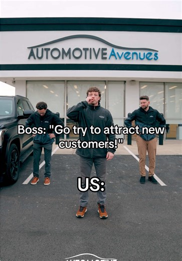Our sales associates are willing to whatever it takes to attract customers😂 as you can clearly see! Come visit our 5⭐️ team and see what they can do for you🫵 💻 AutomotiveAvenuesNJ.com ☎️ (856)881-2869 📍 573 DELSEA DRIVE SEWELL NJ 08080 #cardealership #carsales #funny #fyp #trending
