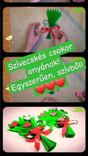 Szívecskés virágcsokor anyák napjára – kreatív ajándék saját kezűleg