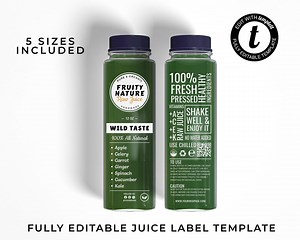 Editable Juice Bottle Labels Template, Clear Juice Label, Printable Bottle Sticker Design, Digital Download - Etsy