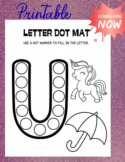 Letter U Dot Marker Page | Learn the Letter U Activity | Preschool Alphabet Worksheet | Fine Motor Practice Printable PDF Instant Download - Etsy