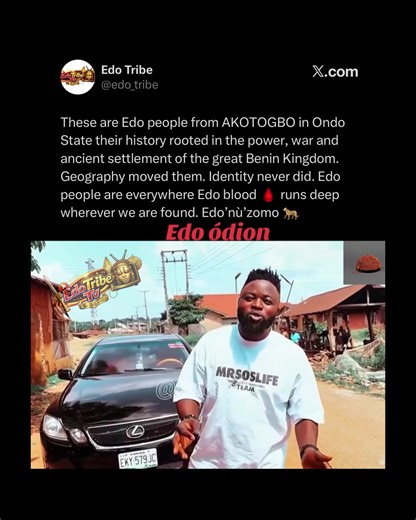 These are Edo people from AKOTOGBO in Ondo State a community whose history is rooted in the power, war and ancient settlement of the great Benin Kingdom. 👑 They may live in Ondo State but their blood, their roots and their soul trace directly back to Benin. Geography moved them. Identity never did. Edo people are everywhere and wherever we are found, the greatness of our ancestors walks with us. Edo nùzomo ♥️🏺🐆