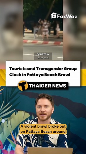 Tourists and Transgender Group Clash in Pattaya Beach Brawl A late-night altercation erupted on Pattaya Beach between a group of foreign tourists and transgender individuals, reportedly over a dispute regarding paid sexual services. The confrontation, which took place at around 4:15am on 19 May, quickly escalated into a violent brawl, leaving several injured. A bystander on a motorbike was also caught up in the violence. Authorities have begun reviewing CCTV footage to determine what happened, a