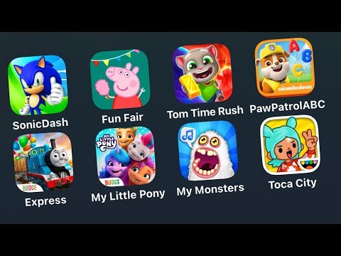 8 My Tablet Games: Sonic Dash,Peppa Pig: Fun Fair,Talking Tom: Time Rush,My Little Pony: World