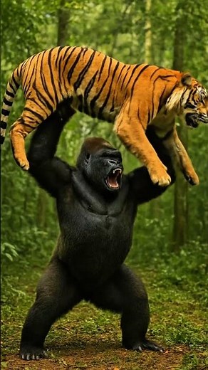 Insane Gorilla vs Tiger Fight! 🔥 Brutal Battle Caught on Camera