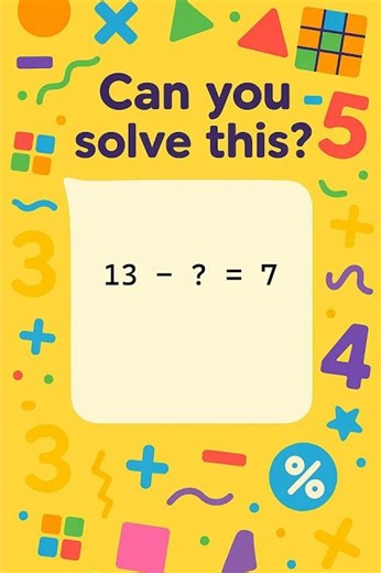 Fun Subtraction Puzzle for Kids! 13 - ? = 7