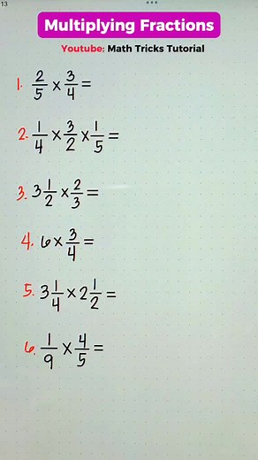 Fast Math Tricks: Multiplying Fractions Shortcut - Very Easy! 😯 #MathTricksTutorial | Math Tricks Tutorial