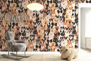 Dog Wallpaper Peel and Stick | Pet Wall Decor | Removable Puppy Pattern Wallpaper | Dog Lover Gift | Pet Lover Gift | Dog Doodle Dog Viszla - Etsy