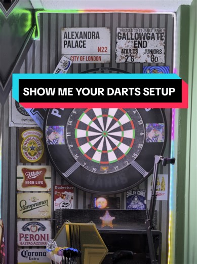 Let's share our darts set ups in the comments. How do you utilise space? I play in a hallway and it's now a great looking space #darts🎯 #commentbelow👇🖤 #dartssetup #mancave #darts