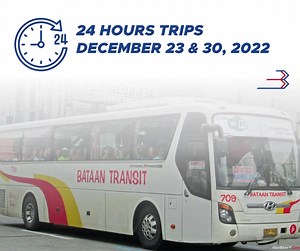 9.4K views · 81 reactions | 24 hours po ang biyahe namin ngayong December 23 at 30. Tuloy-tuloy ang dispatch ng lahat ng ruta mula sa aming mga terminal sa mga oras na ito. | Bataan Transit Bus Co. | Facebook