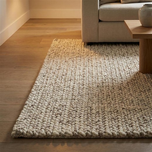Chunky Knit Wool Rug – Thick Neutral Wool Area Rug, Cozy Modern Home Décor, Soft Textured Luxury Floor Rug for Living Room, Bedroom - Etsy