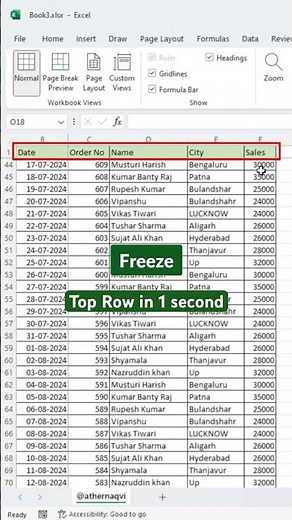 Fastest Way to Freeze Panes in Excel! ⚡
