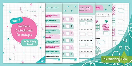 Year 5 Fractions, Decimals and Percentages Maths Activity Booklet (Ages 9 - 10)