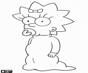 Maggie Simpson with her pacifier coloring page printable game
