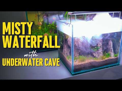 Misty Waterfall with Underwater Cave