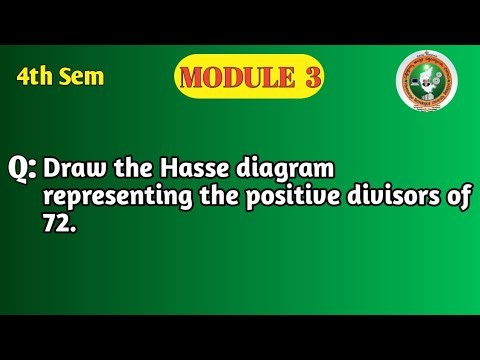 VTU 4th Sem Maths | Draw the Hasse Diagram Representing the Positive Divisors of 72| Posets Module 3