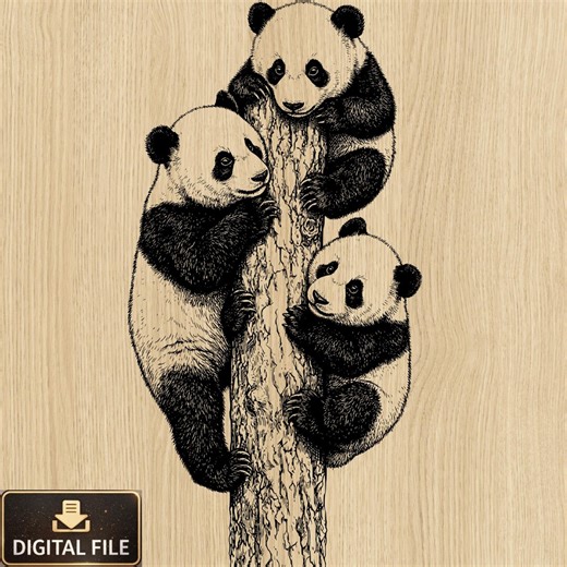 Baby Panda Laser Engraving SVG PNG | Cute Panda Nursery Art | Woodland Animal Wood Engraving - Etsy