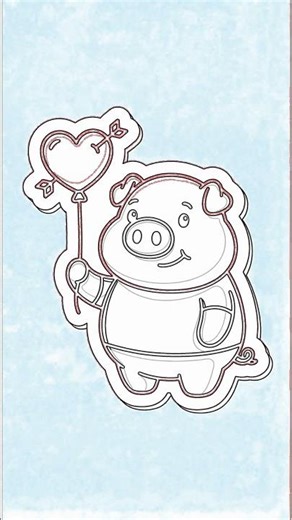 Cute Pig with Heart Balloon: Easy Step-by-Step Drawing!