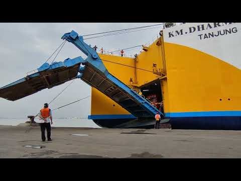 The Open Sea Ship Door at Tanjung Perak Port - KM. DHARMA FERRY VII