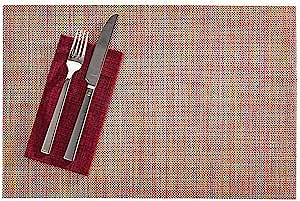 Restaurantware Carmel Mesh 16 x 12 Inch Table Placemats Set Of 6 Woven Washable Placemats - Heat Tolerant No Stain Kaleidoscope Vinyl Kitchen Placemats Waterproof Easy To Clean