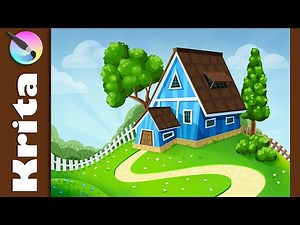 Krita tutorial- Concept Art Landscape illustration- Digital Painting tutorial- Speed art Time-lapse