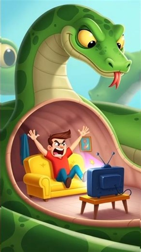 "Cartoon Comedy: Man Lives Inside a Funny Python!"#CartoonStory #FunnyPython #CartoonMan #An